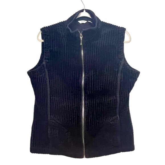 Woolrich Womens Corduroy Cotton Zip Up‎ Vest Blue Ribbed Pockets Sz Large - Picture 1 of 6